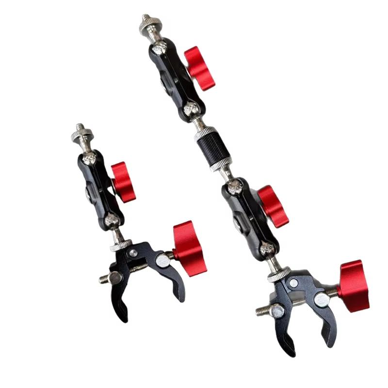 Photography Lighting Kits - 1 セット写真アクセサリーカメラメタルスーパークランプダブルボールヘッド付きマジックアームモニターライトマイク電話マウント用