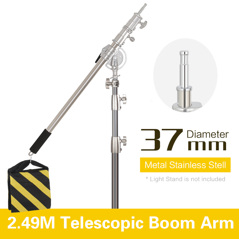 Photography Lighting Box - 2.49 メートルの長さのクロスアームステンレス鋼キットライトスタンドとウェイトバッグフォトスタジオアクセサリー延長ロッド