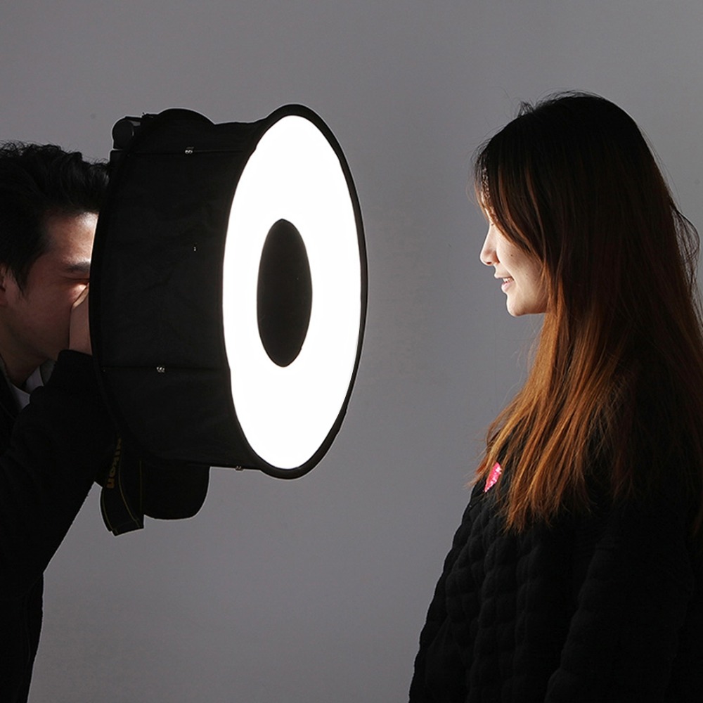 Photography Lighting Styles - 45cmリングソフトボックス、スピードライト用ラウンド型フラッシュライト、折りたたみ式ソフトフラッシュライトディフューザー、ニコン写真撮影用