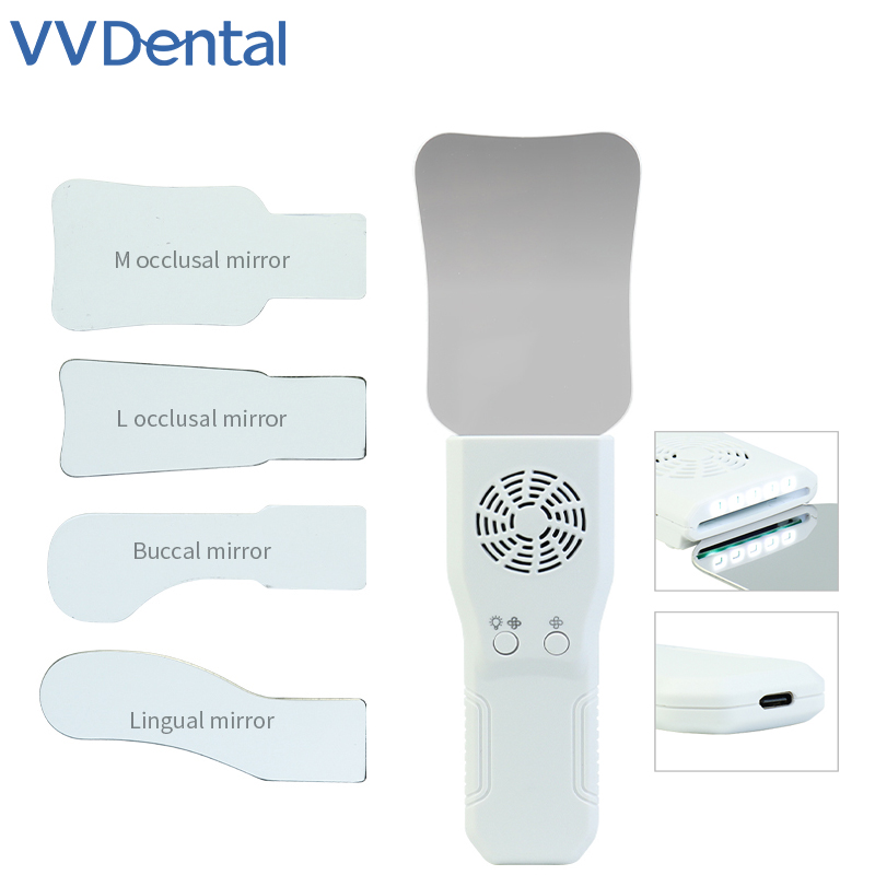 Photography Lighting Kits - VVDental デンタルアンチフォグミラーセット 防曇性口腔内写真撮影用ステンレススチールミラー LEDライト付き矯正用反射鏡