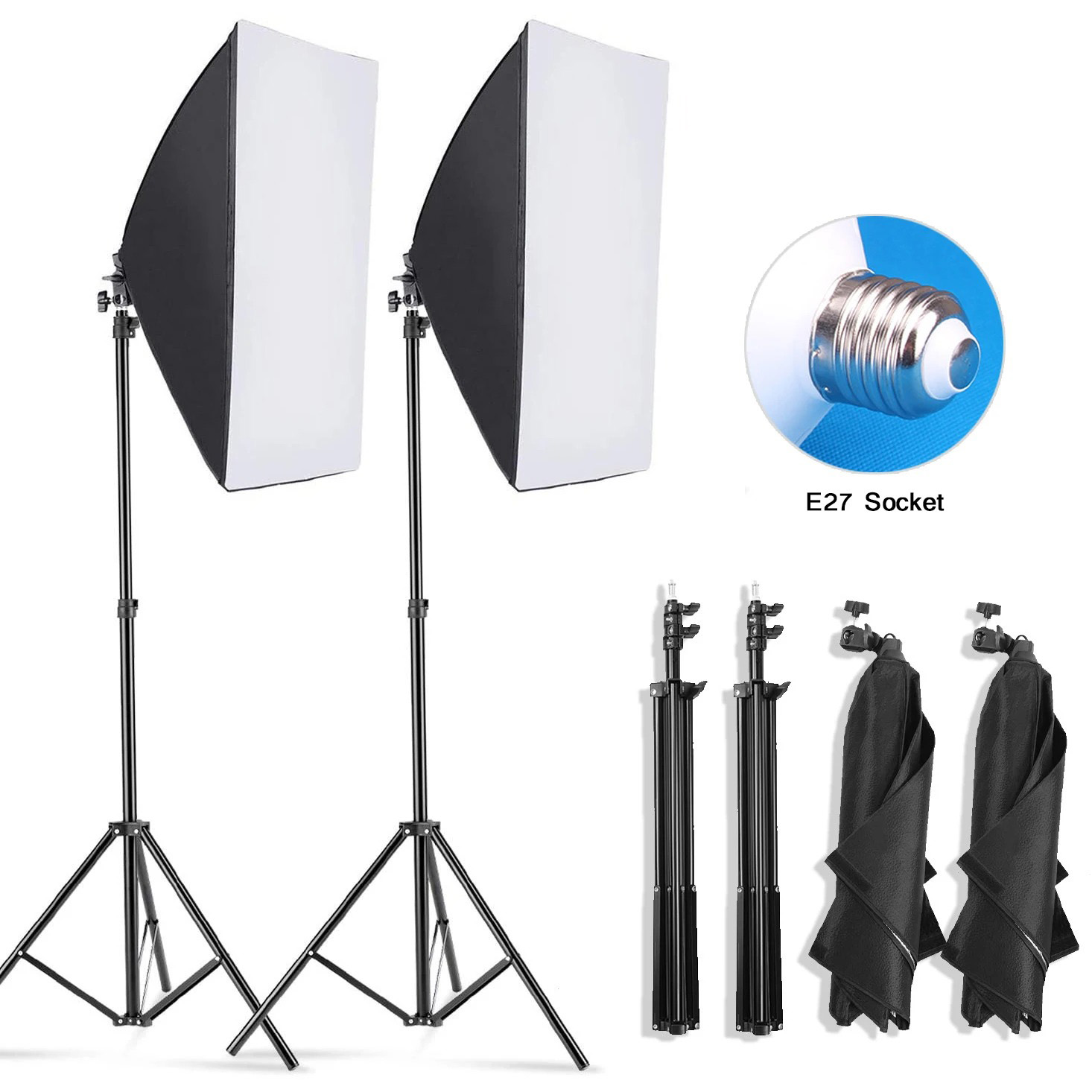 Photography Lighting Box - プロ写真撮影用ソフトボックス照明、三脚付きソフトボックス、E27写真用電球連続照明システム（写真スタジオ用）