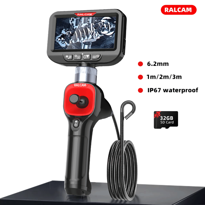 Macro Photography Led Lighting - 360 ° ジョイスティック関節式ボアスコープ、6.2mm 4方向自動車内視鏡検査カメラ、6つの調整可能なLEDライト付きスネークチューブ