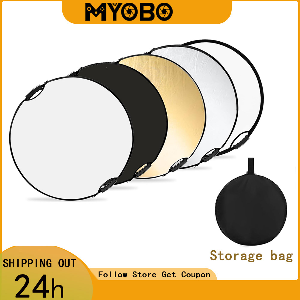 Photography Lighting Box - MYOBO折りたたみ式ライトリフレクター、キャリングケース付き、5 in 1ハンドルリフレクター、写真スタジオ照明用