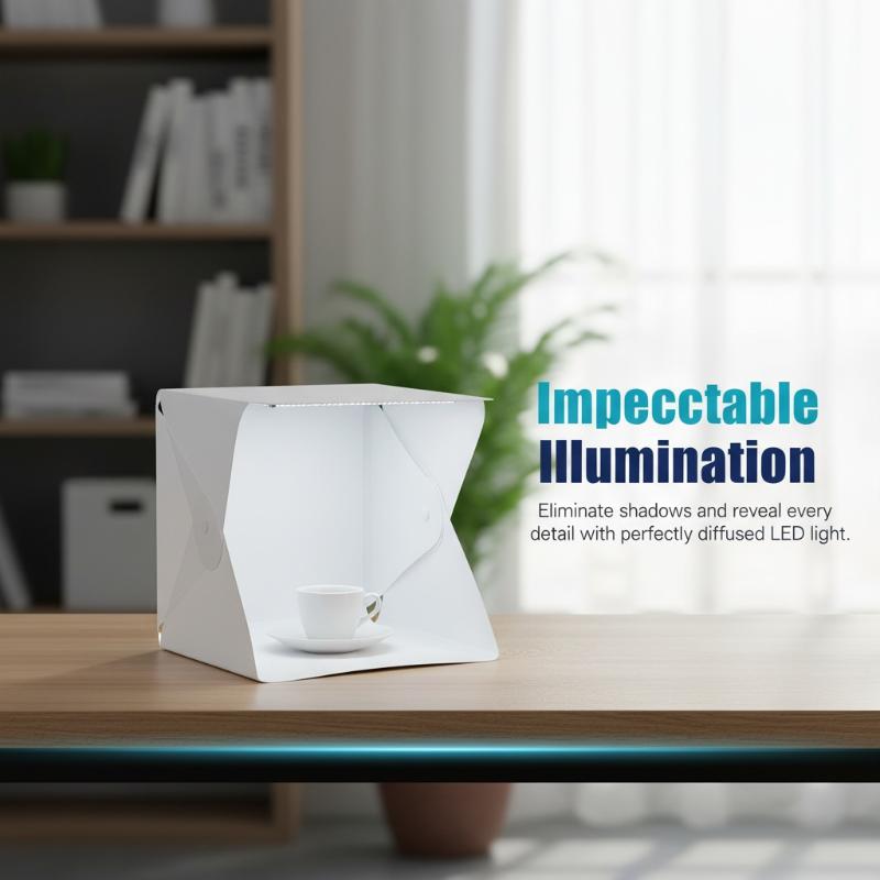 Photography Lighting On The Go - 革新的な折りたたみ式LEDライトボックスで、外出先での写真撮影を便利に。