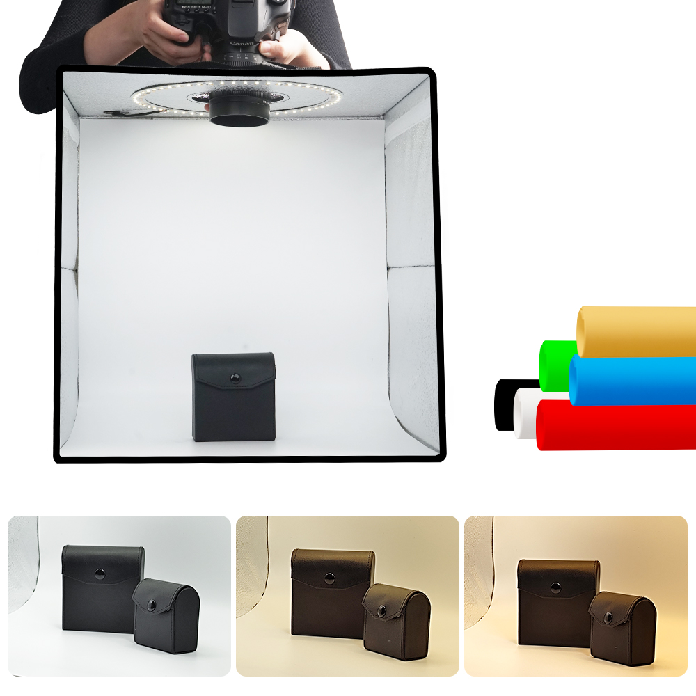 Photography Lighting Kits - ライトダウ調光可能フォトボックスLEDライトルームフォトスタジオライトボックスキット120個LED 6種類の背景布付き写真撮影用ポータブル折りたたみ式