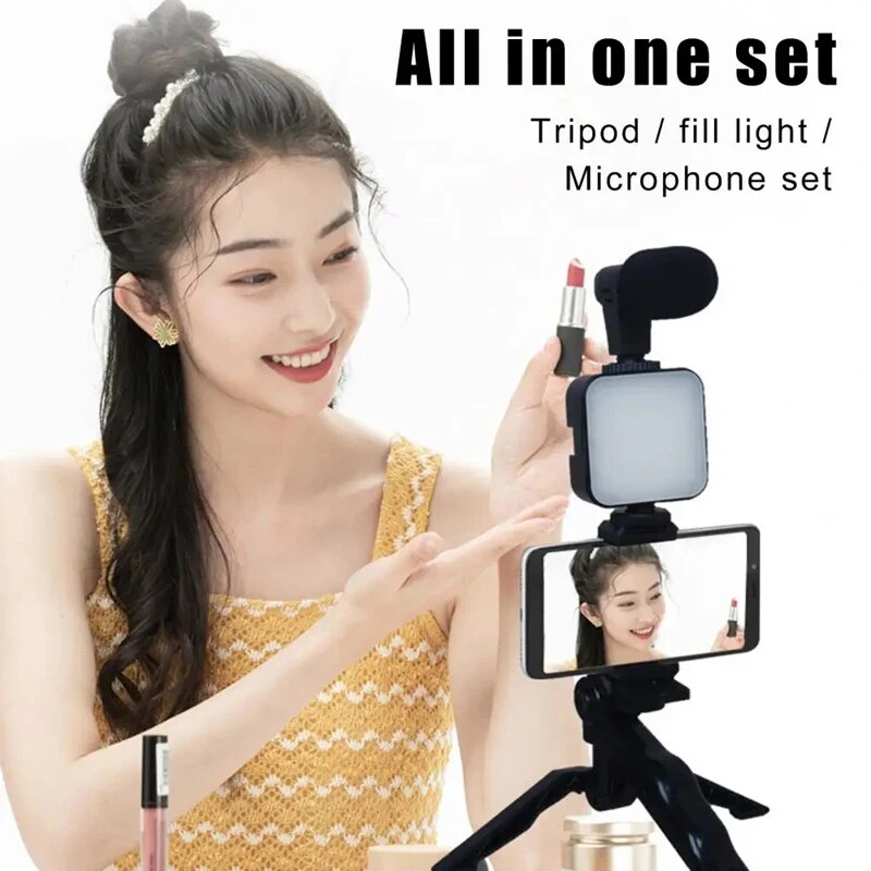 携帯電話ホルダー付きvloggingキット,ミニマイク,LE - Photography Led Lighting Kit のレビューと価格