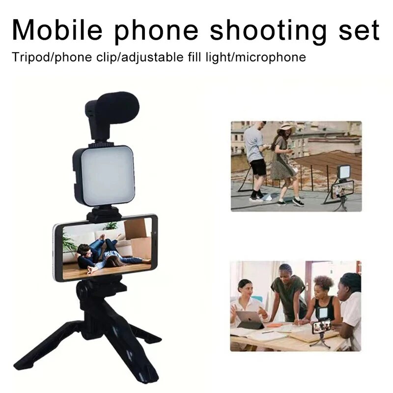携帯電話ホルダー付きvloggingキット,ミニマイク,LE - Photography Led Lighting Kit のレビューと価格