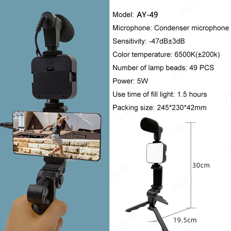 スマートフォン Vlogging キット三脚電話ホルダーミニ - Photography Led Lighting Kit のレビューと価格