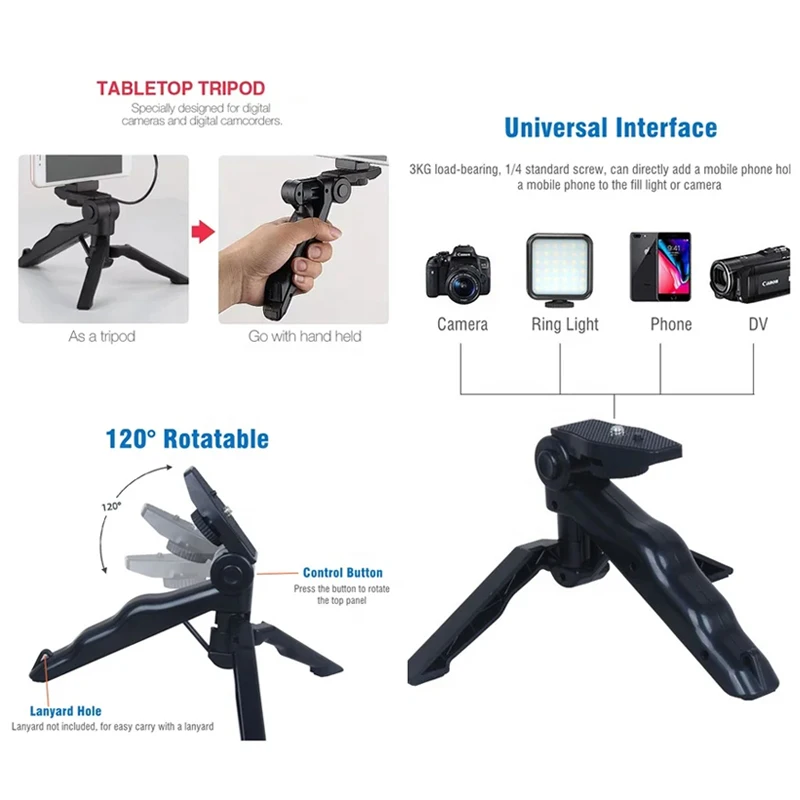 スマートフォン Vlogging キット三脚電話ホルダーミニ - Photography Led Lighting Kit のレビューと価格