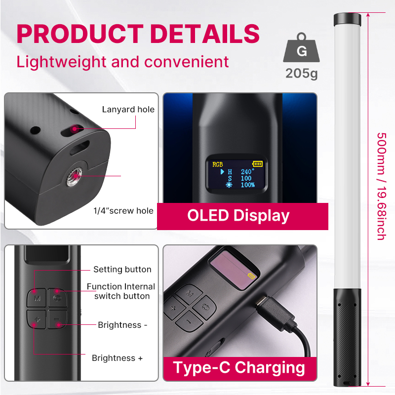 Ulanzi VL119 ハンドヘルド RGB カラフルなス - Photography Lighting Styles のレビューと価格