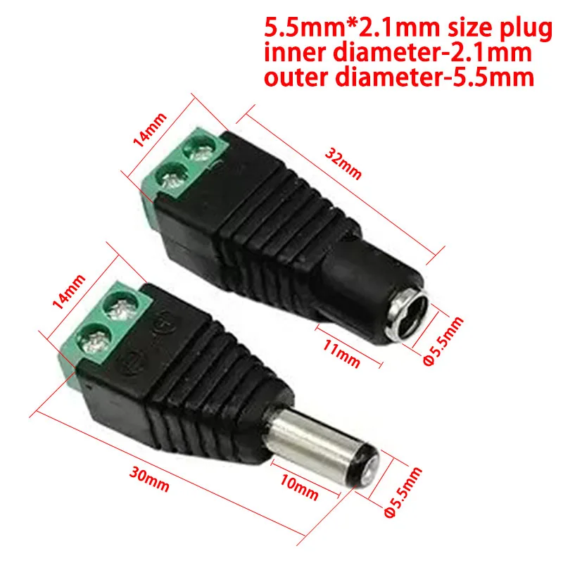 メスとオスの DC コネクタ 2.1x5.5mm 電源プラグ - Photography Led Lighting Kit のレビューと価格
