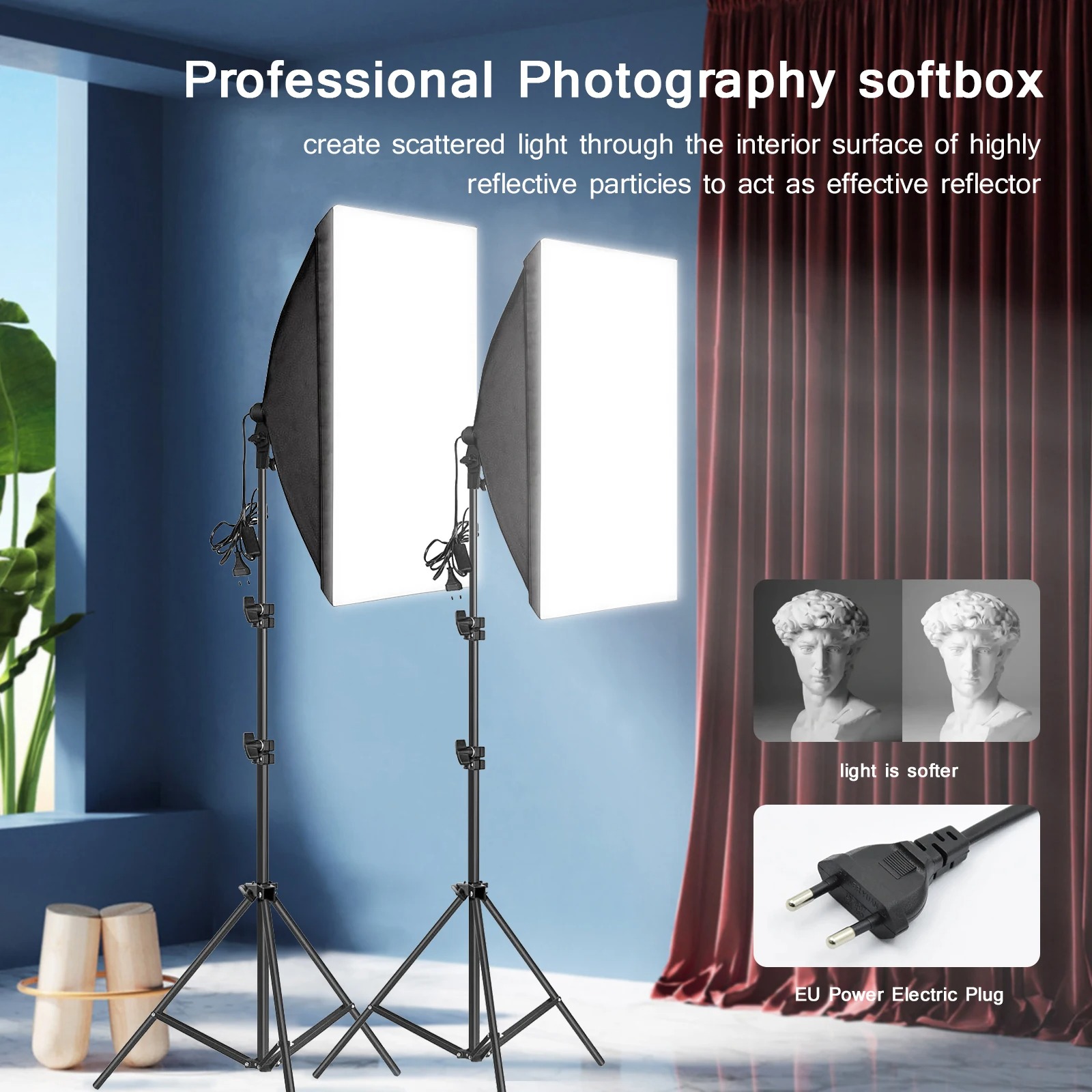 プロ写真撮影用ソフトボックス照明、三脚付きソフトボックス、E - Photography Lighting Box のレビューと価格