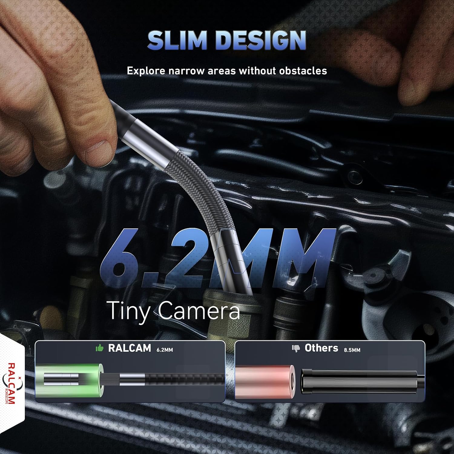 360 °   ジョイスティック関節式ボアスコープ、6.2m - Macro Photography Led Lighting のレビューと価格