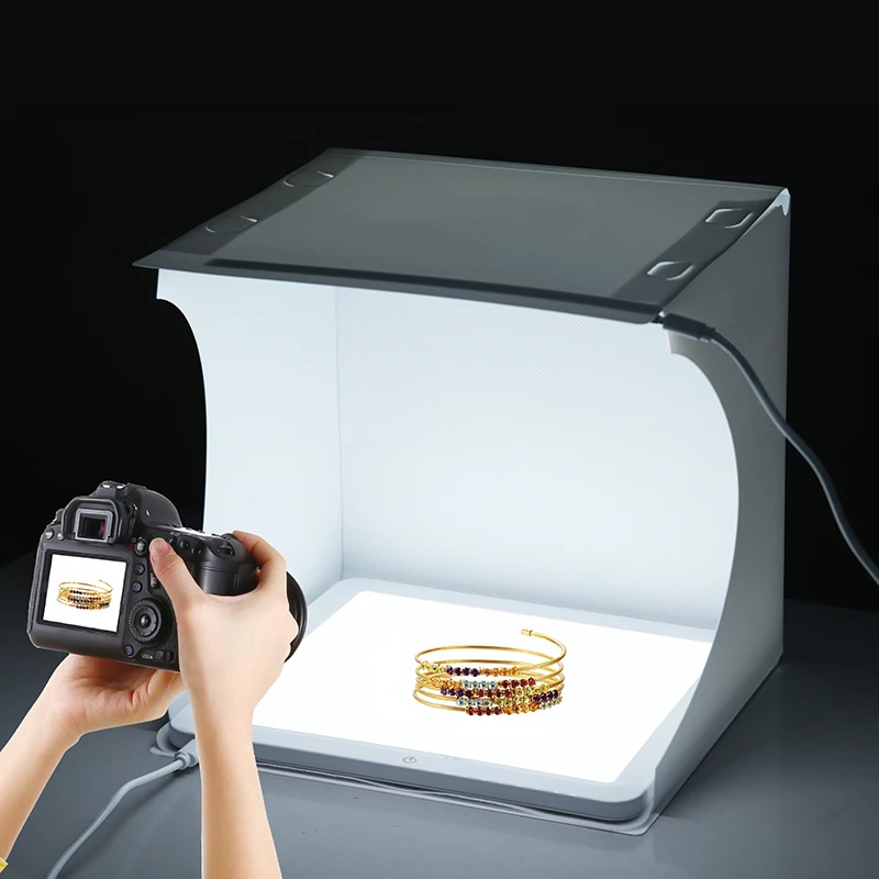 20cmポータブルフォトボックス写真撮影用折りたたみ式LED - Photography Lighting Styles のレビューと価格