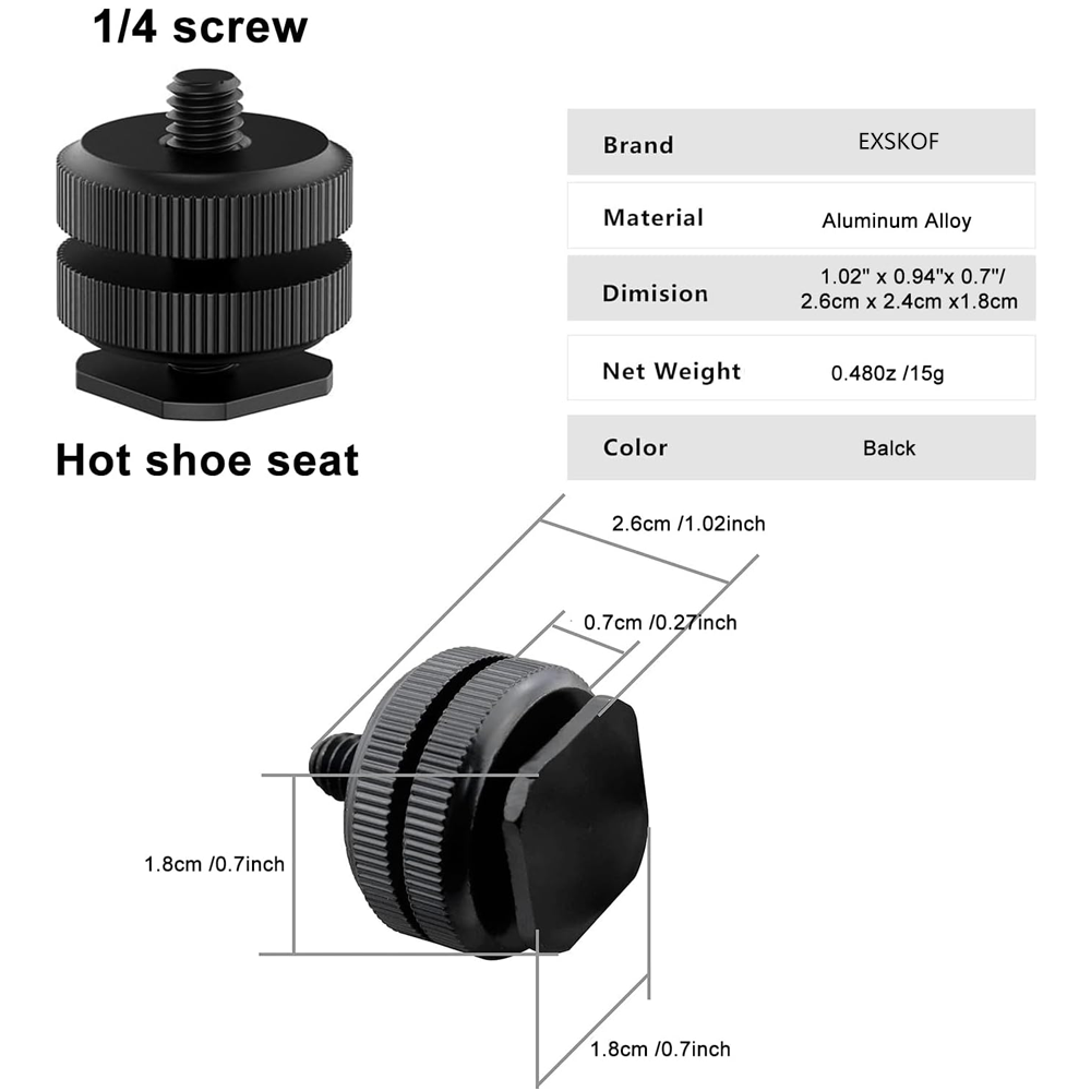 アルミニウム合金ホットシューから1/4インチネジアダプターへ - Photography Lighting Kits のレビューと価格