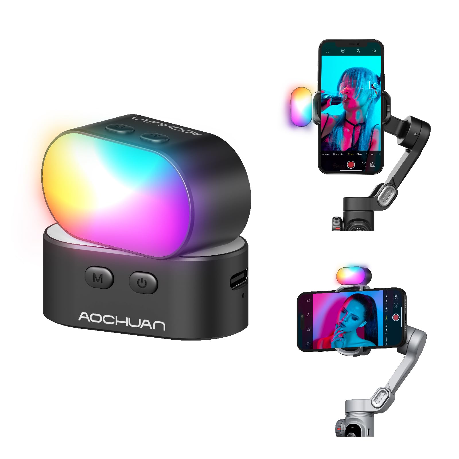 AOCHUAN RGB 磁気フィルライト ジンバル LED  - Photography Lighting Styles のレビューと価格