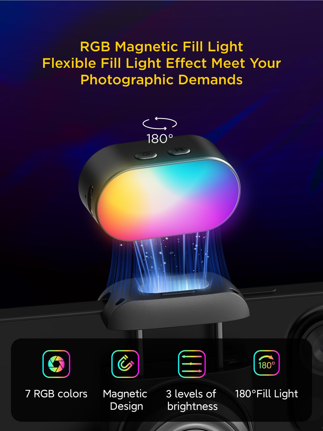 AOCHUAN RGB 磁気フィルライト ジンバル LED  - Photography Lighting Styles のレビューと価格